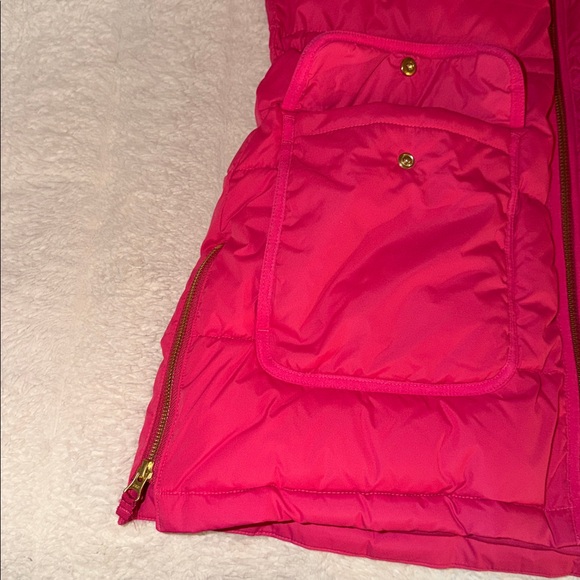New J. Crew Vibrant Pink Hooded Puffer Jacket - Picture 6 of 9